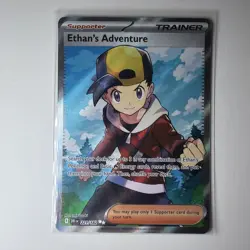 Pokemon TCG Destined Rivals Ethan's Adventure Full Art Trainer Card 221/182 NM - Image 1