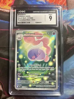 CGC 9 MT Pokemon TCG Musharna Black Bolt Holo Card 117/086 SV - Image 1