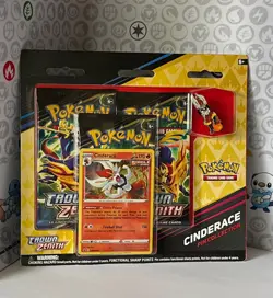 Pokemon 3 Booster Pack Blister Crown Zenith Cinderace Promo and Pin Pokemon - Image 1