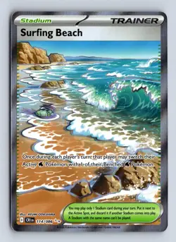 Surfing Beach 114/086 Ultra Rare Chaos Rising Pokemon Holo NM/M - Image 1