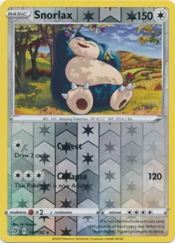 Snorlax 141/192 Reverse Holo Rebel Clash Pokemon Card NM - Image 1