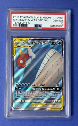 2019 Pokemon Sun & Moon Magikarp & Wailord GX Team Up FA #160 PSA 10 GEM MT - Image 1