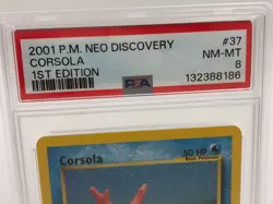 2001 POKEMON NEO DISCOVERY Trading Card CORSOLA #37/75 1ST EDITION graded PSA 8 - Image 2