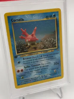 2001 POKEMON NEO DISCOVERY Trading Card CORSOLA #37/75 1ST EDITION graded PSA 8 - Image 3