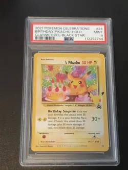 Birthday Pikachu 24 Celebrations PSA 9 Mint Classic Collection Pokemon - Image 1