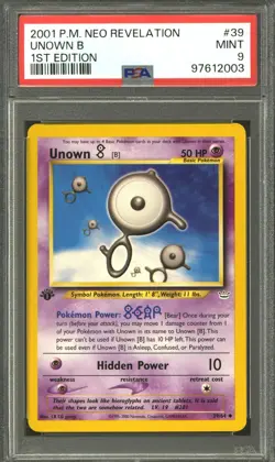 Pokemon Neo Revelation 1st Edition Unown B 39/64 PSA 9 - Image 1