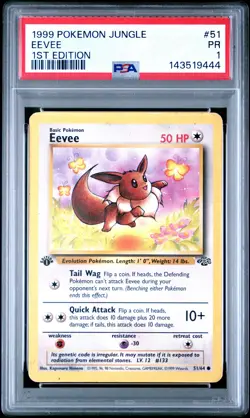 1999 POKEMON JUNGLE 1ST EDITION #51 EEVEE PSA 1 - Image 1