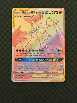 Pokemon TCG Charizard & Braixen GX 251/236 Cosmic Eclipse Rainbow Tag Team - Image 1