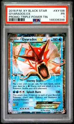 2016 POKEMON XY BLACK STAR PROMO TRIPLE POWER TIN #XY106 GYARADOS EX PSA 1 - Image 1