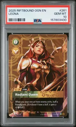 2025 RIFTBOUND: LEAGUE OF LEGENDS OGN-ORIGINS #261 LEONA RADIANT DAWN PSA 10 - Image 1