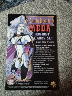 Lady Death Mega Card 10 -Missing Cards - Chaos Comics 1997 Set Of 34 - Image 2