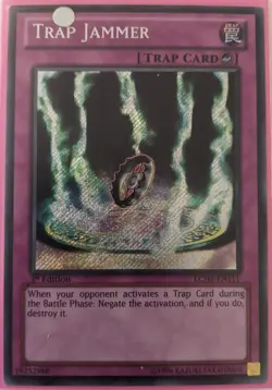 YuGiOh Trap Jammer Secret Rare 1st Edition LCJW-EN111 - Image 1