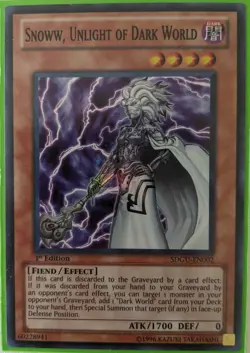 YuGiOh Snoww, Unlight of Dark World Super Rare SDGU-EN002 1st Edition - Image 1