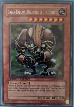 YuGiOh Green Baboon, Defender of the Forest Secret Rare RP02-EN099 - Image 1