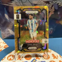 Lionel Messi Gold Cracked Ice SSP - 2026 Panini Prizm Monopoly FIFA World Cup #1 - Image 1