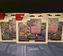 3x Pokemon TCG Scarlet & Violet Temporal Forces Three Booster Blister (Cleffa) - Image 1