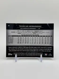 2026 Topps Chrome Black #20 Teoscar Hernandez Blue Refractor /150 - Image 2