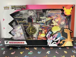 Pokemon TCG Celebrations Lance's Charizard V and Dark Sylveon V Collection Box - Image 1