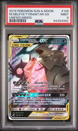 Pokemon 2019 Unified Minds Mega Sableye & Tyranitar GX 126/236 Holo PSA 9 Mint - Image 1