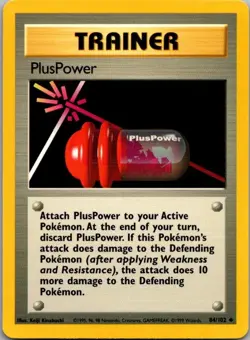 PlusPower 84/102 Uncommon Base Set Unlimited Pokemon Lightly Played - Image 1