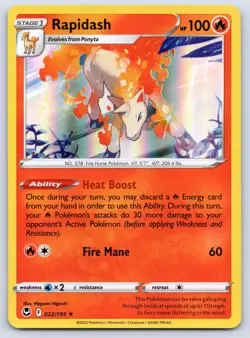Rapidash 022/195 Silver Tempest Holo Pokemon NM - Image 1