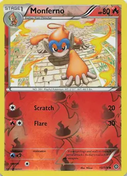 Monferno 19/114 Uncommon Steam Siege Pokemon Reverse Holo Near Mint - Image 1
