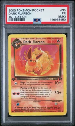 2000 POKEMON ROCKET 1ST EDITION #35 DARK FLAREON PSA 1 MK - Image 1