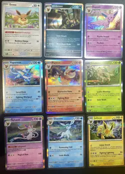 Eeveelutions Complete Prismatic Evolutions Holo Pokemon Cards Bundle (8) - NM - Image 1