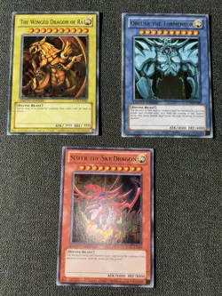 Yugioh Gotterkarten Set LC01-EN001 LC01-EN002 LC01-EN003 NM Slifer Ra Obelisk - Image 1