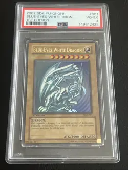 Konami 2002 Yu-Gi-Oh! Blue-Eyes White Dragon SDK-001 1st Ed PSA 4 - Image 1