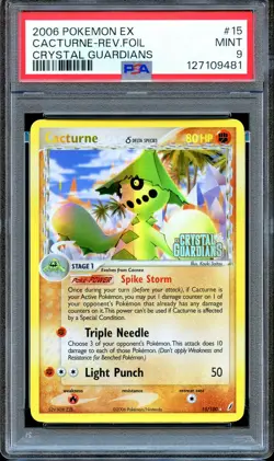 PSA 9 Cacturne 15/100 Reverse Foil Stamped Crystal Guardians Pokemon Card MINT - Image 1