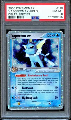 PSA 8 Vaporeon EX 110/113 Delta Species EX Pokemon Card Holo NEAR MINT - Image 1