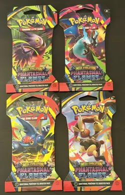 Pokemon Mega Evolution Sleeved Booster Pack Art Set Lot of 4 Factory Sealed - Image 1