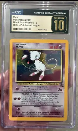 2000 Pokemon WOTC Black Star Promo Mew League Holo #9 CGC PRISTINE 10 - Image 1