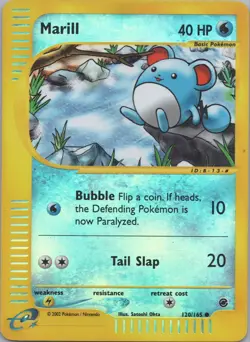 Marill 120/165 Reverse Holo Expedition 2002 WOTC Pokemon E-Reader Vintage - Image 1