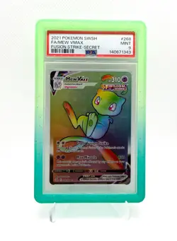 Pokemon 2021 SWSH Fusion Strike Mew VMAX Secret Rare Holo 268/264 PSA 9 TCG FOIL - Image 1
