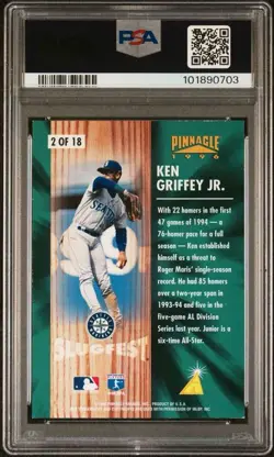 1996 Pinnacle Slugfest #2 KEN GRIFFEY JR. PSA PSA 8 SN101890703 - Image 2