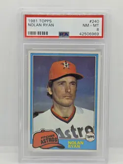 1981 Topps Nolan Ryan #240 PSA 8 Astros Rangers Angels Mets HOF New Label Center - Image 1