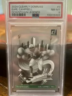 Panini 2024 Clearly Donruss Downtown Legends Earl Campbell PSA 8 - POP 14! - Image 1