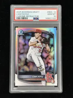2025 Bowman Draft Liam Doyle 1st Chrome Refractor Prospect Cardinals PSA 10 GEM - Image 1