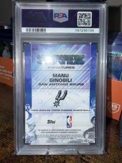 Topps 2025-26 Chrome Purple Refractor /75 Manu Ginobili Spurs SM-MG PSA 7 - Image 2