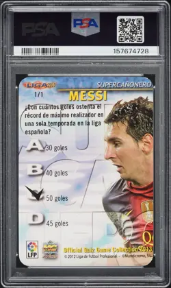 2012 Mundicromo Liga Quiz 13 Supercanonero Redonda Letras Lionel Messi #1 PSA 9 - Image 2