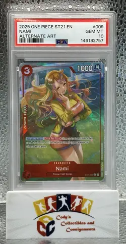 2025 ONE PIECE STARTER DECK ST21-EX GEAR 5 ALTERNATE ART #009 NAMI PSA 10 - Image 1