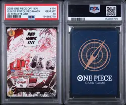 2025 One Piece Fist Of Divine Speed G/G F/F PISTOL RED HAWK #114 PSA 10 Alt Art - Image 1