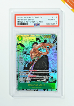 One Piece PSA 10 Roronoa Zoro #OP06-118 Manga Wings of the Captain 2024 English - Image 1