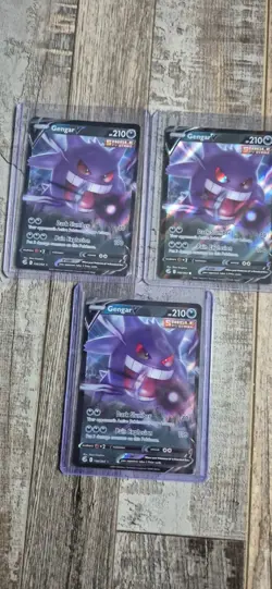 Pokemon Card Gengar v 156/264 Fusion Strike Half Art Holo Ultra Rare NM x3 - Image 1
