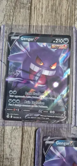 Pokemon Card Gengar v 156/264 Fusion Strike Half Art Holo Ultra Rare NM x3 - Image 2