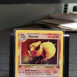 1999 Pokemon English Jungle Set 1st Edition FLAREON Holo Rare 3/64 MINT UNPLAYED - Image 3