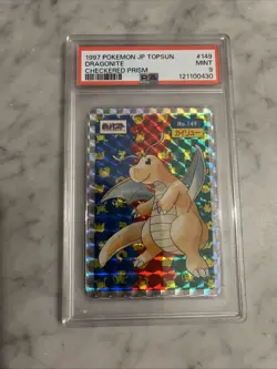 1997 POKEMON JPN TOPSUN BLOCK PRISM #149 DRAGONITE PSA 9 - Image 1