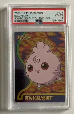 2001 Topps Pokemon IgglyBuff Johto League Foil Card #174 PSA VG-EX 4 - Image 1